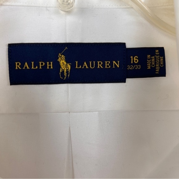 RALPH LAUREN NWOT Black Label -White Button-down shirt. Size 16 32/33”. Inch - Picture 6 of 10